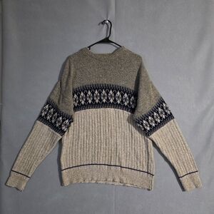 Vtg Fieldmaster Mens Fair Isle Fisherman Knit Sweater USA Size Large